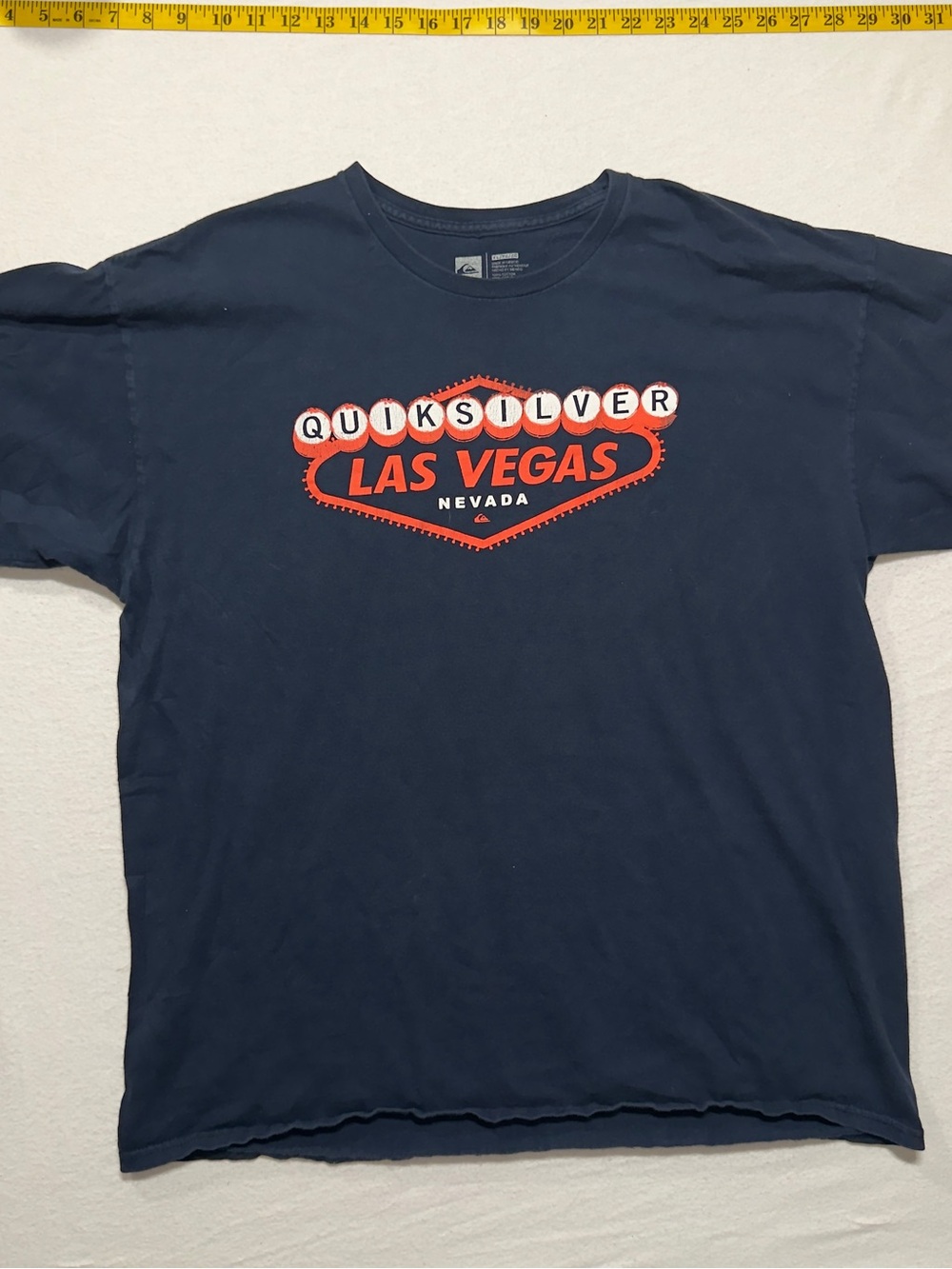 Quiksilver Navy Tee with Red Las Vegas Graphic